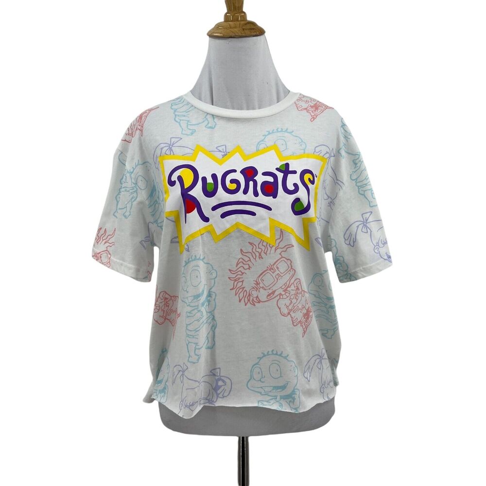 Nickelodeon Rugrats Boxy Shirt Womens S Small Mid Sleeves Graffiti Cartoon *READ